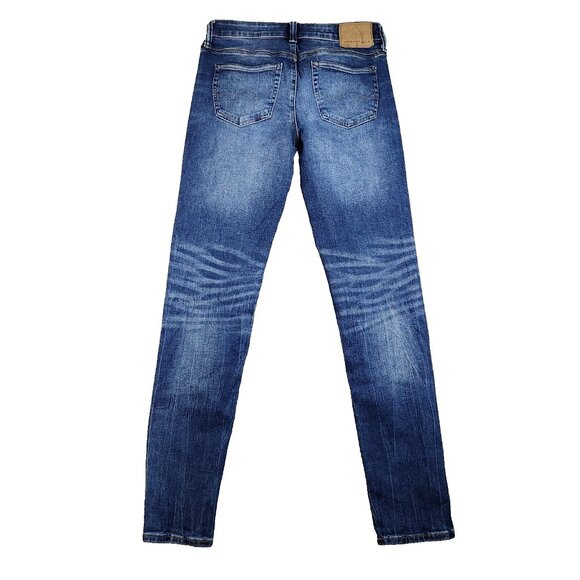 AE Next Level Airflex Skinny Jeans Men's Size 30x34 Blue Denim Whiskered Stretch - Picture 2 of 13